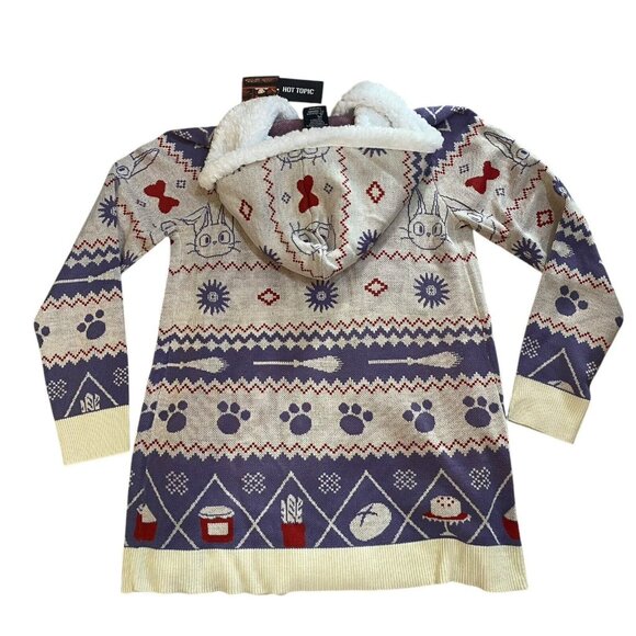 Studio Ghibli Kiki's Delivery Service Jiji Fair Isle Cardigan Size M Hot Topic - Picture 2 of 9